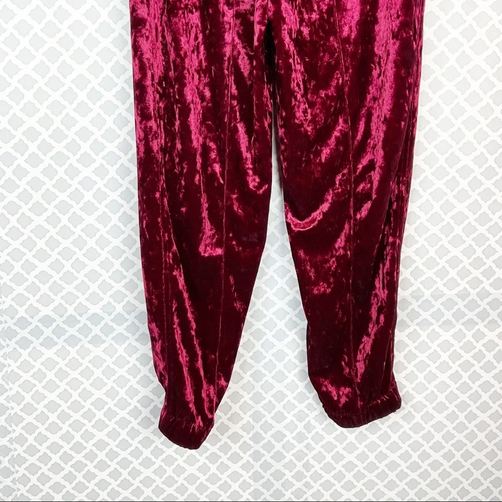 NWT Jolt The Lounge Act Burgundy Velour Belted Joggers Pant